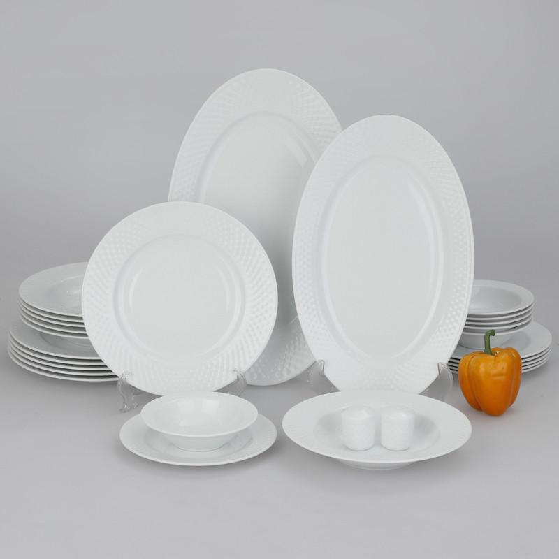 سرویس غذاخوری 28 پارچه چینی زرین ایران سری رادیانس مدل White 2 درجه عالی