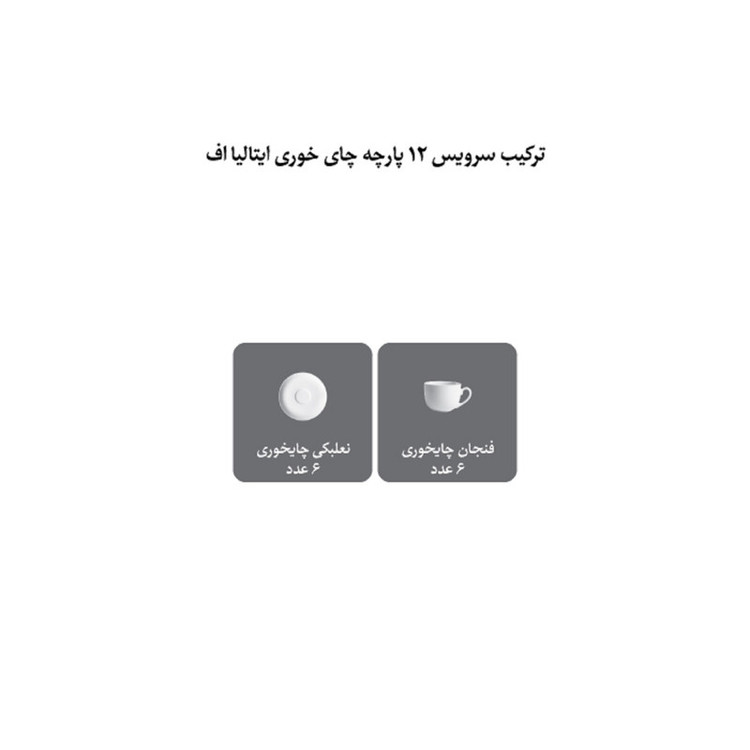 ست فنجان و نعلبکی 12 پارچه چینی زرین ایران مدل ایتالیا اف 8 پرشیا درجه عالی