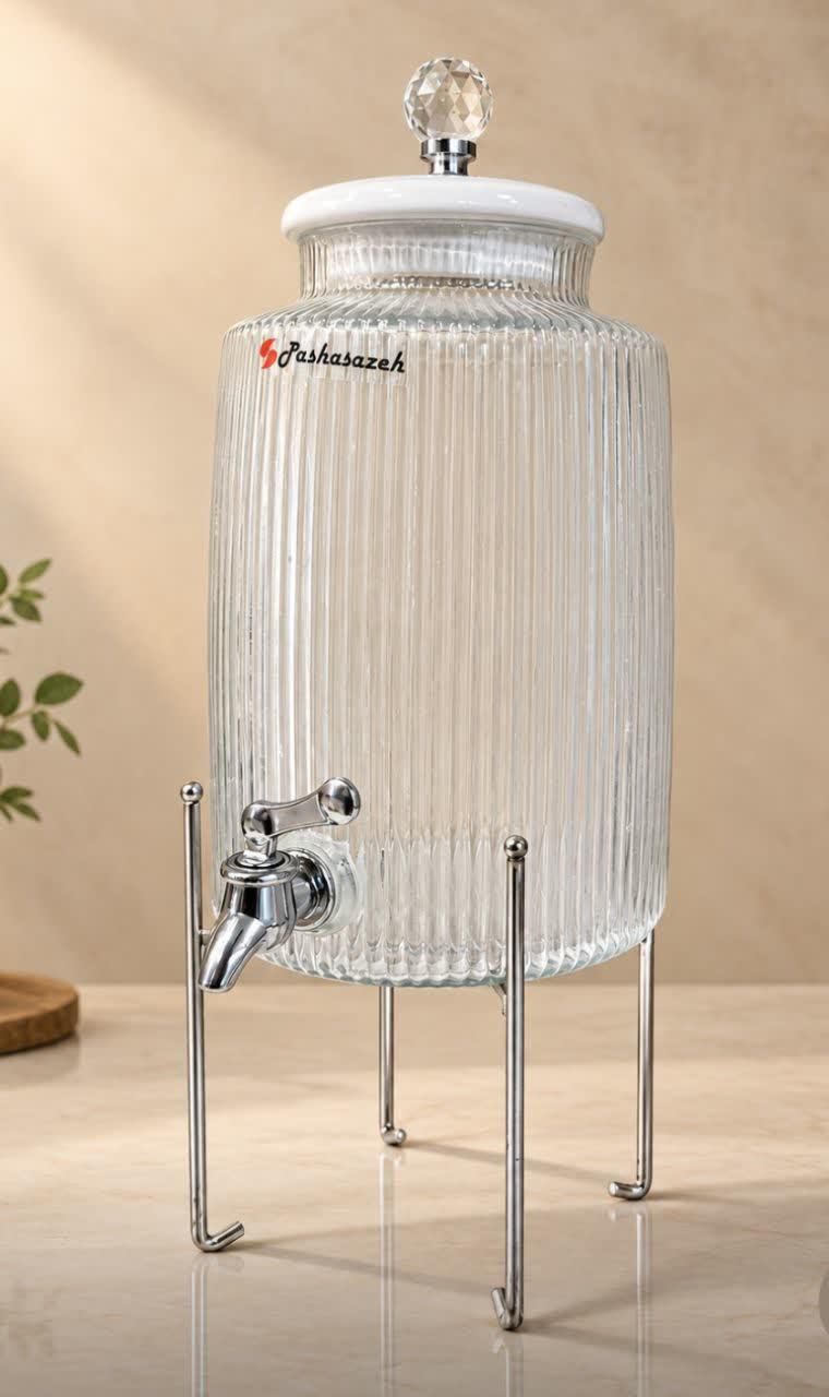 کلمن شیشه ای پایه استیل