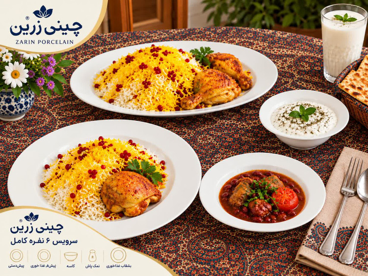 سرویس سفید 28 پارچه چینی زرین