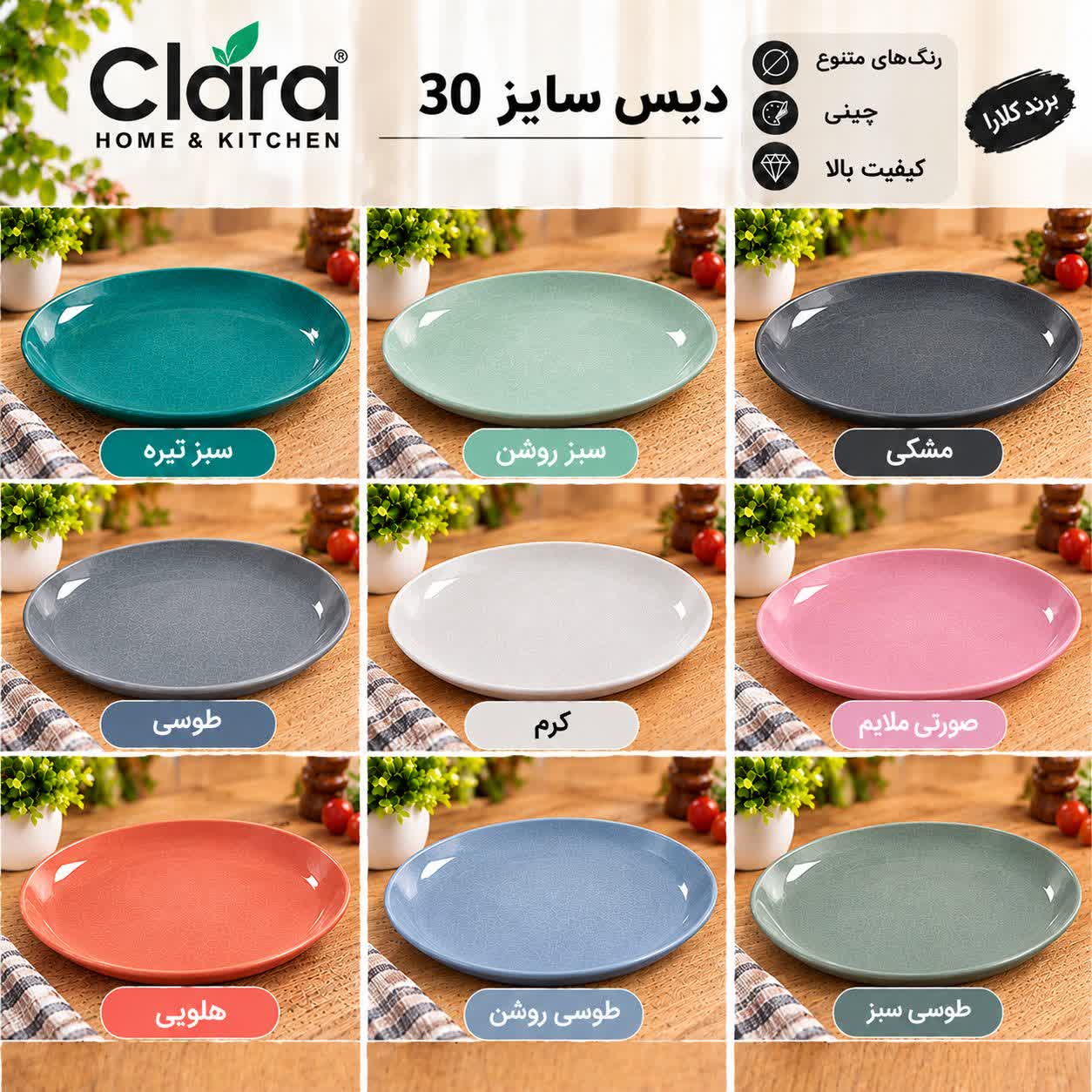 دیس چینی رنگی کلارا