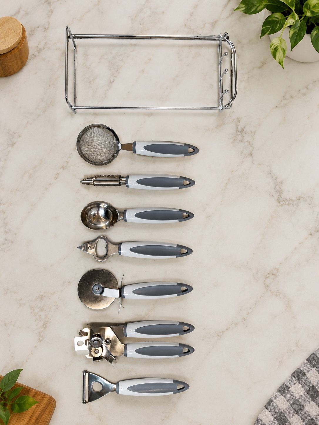 ست ابزار آشپزخانه ۸ پارچه استیل kitchen world